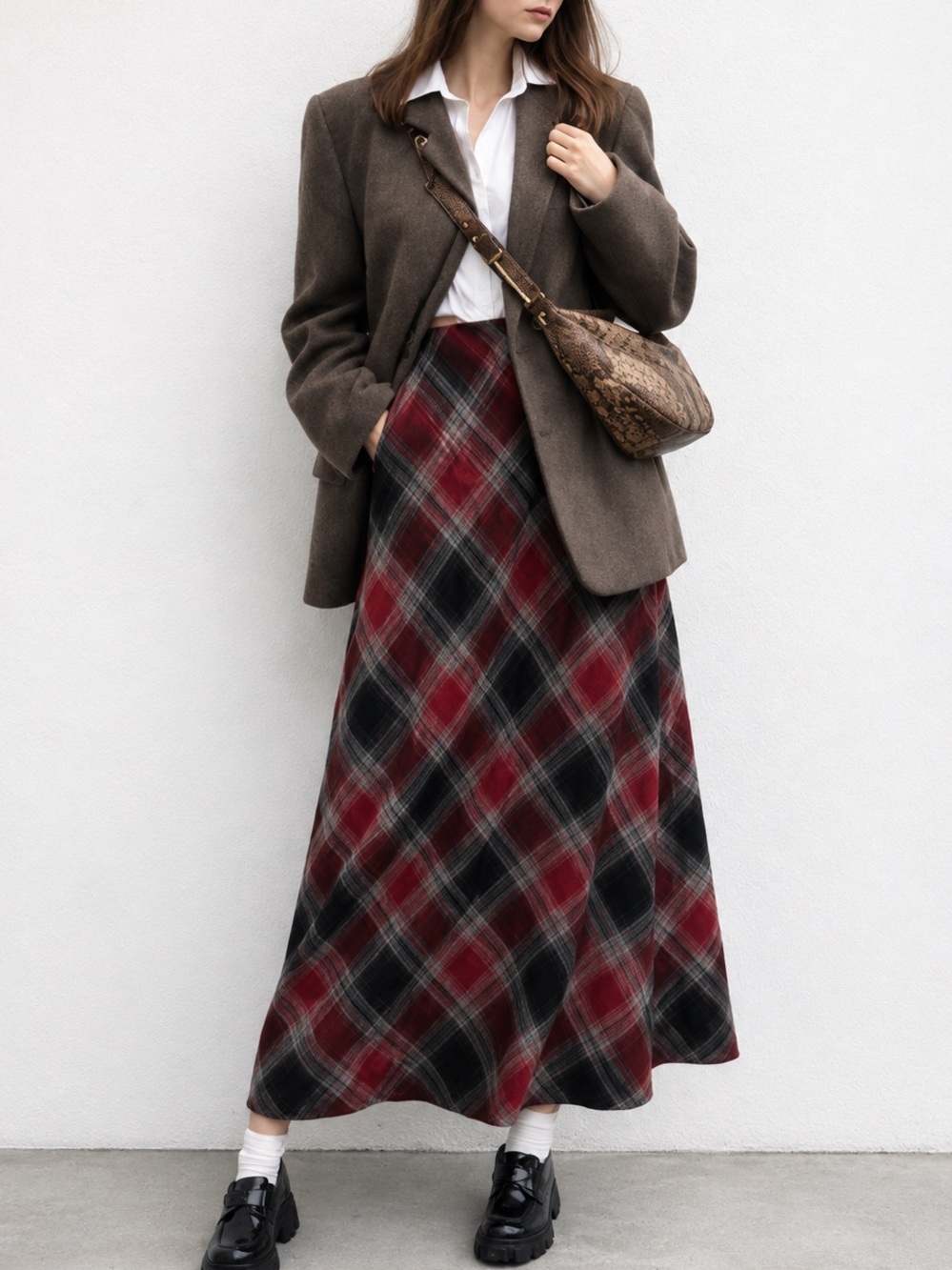 Vintage The Limited Plaid Maxi Skirt Sz 6 90s Y2K Grunge Dark Academia Preppy